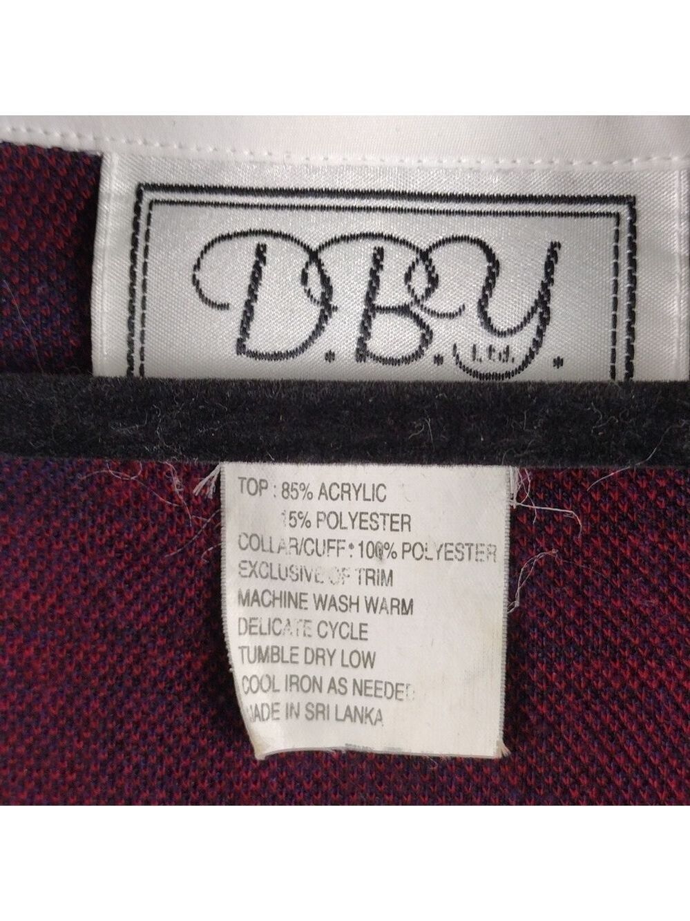 D.B.Y. Red Blue Tartan One Notched Button Long Sleeve Elastic Pull On Skirt Set - Picture 9 of 16